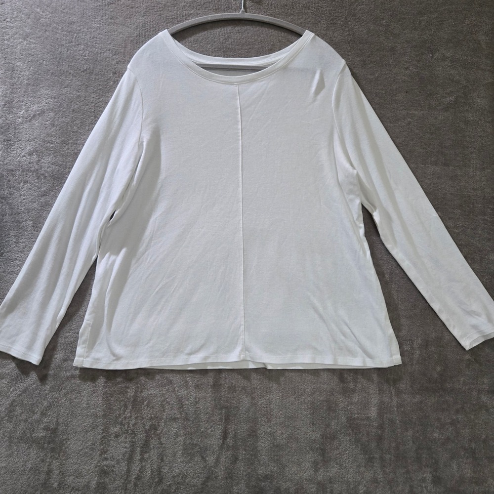 J.Jill Pima Cotton Crew Neck Tee Large Basic Minimalist Coastal Relaxed Capsule